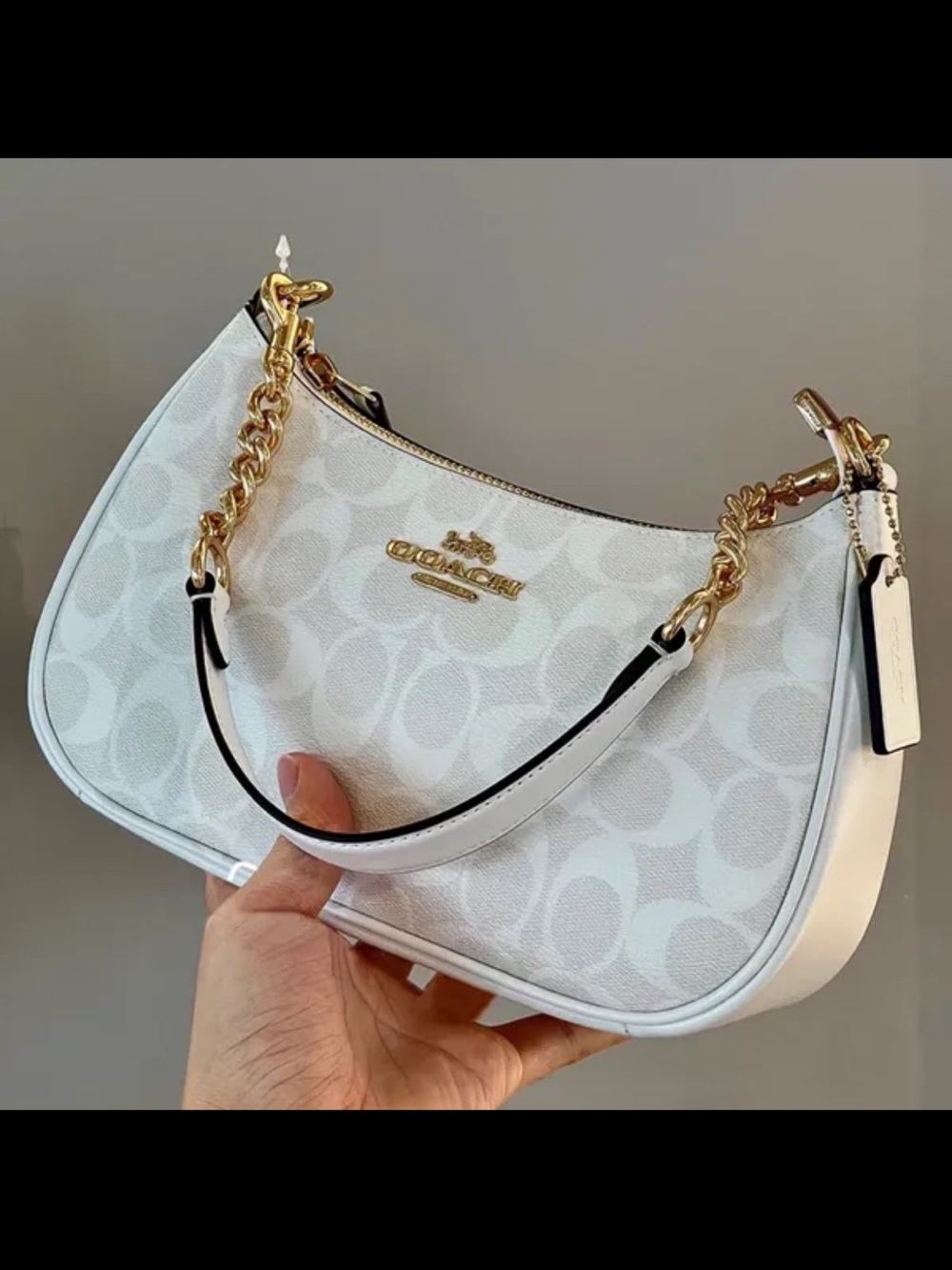 COACH Signature Mini Shoulder Bag in Chalk and Cream with Gold Hardware - Picture 3 of 3